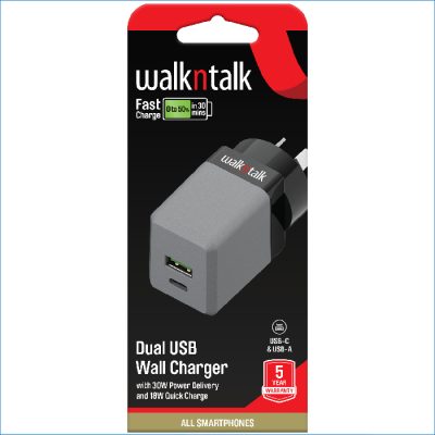 WNT FAST CHARGE WALL CHARGER 30W DUALUSB