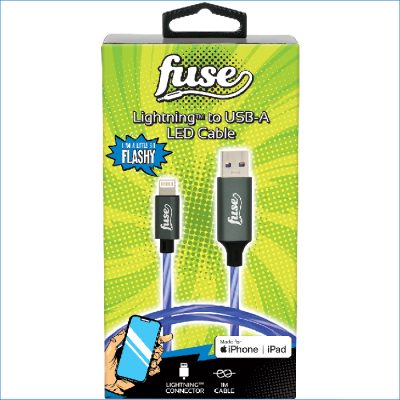 FUSE LIGHTNING CABLE TO USB-A LED BLUE