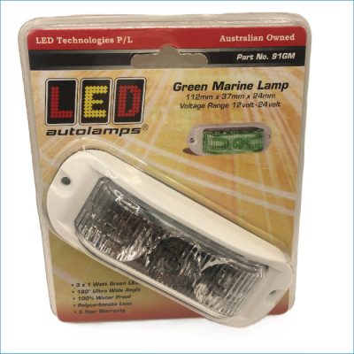 LED-91GM-GREEN MARINE LAMP, 12-24 MULTIV