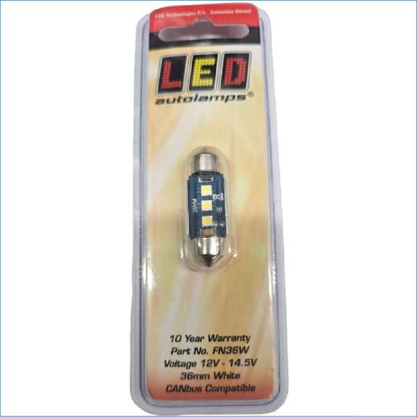 LED-FN36W-36MM WHITE FESTOON BULB, 12 VO