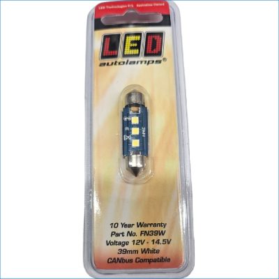 LED-FN39W-39MM WHITE FESTOON BULB, 12 VO