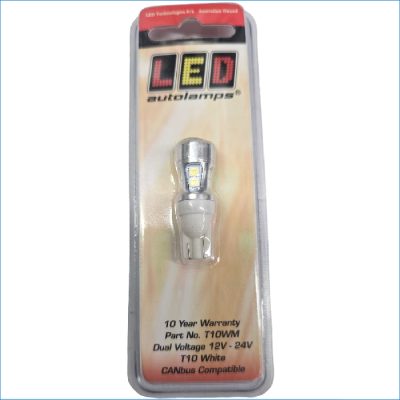 LED-T10WM-T10 WHITE WEDGE BULB, 12-24 VO