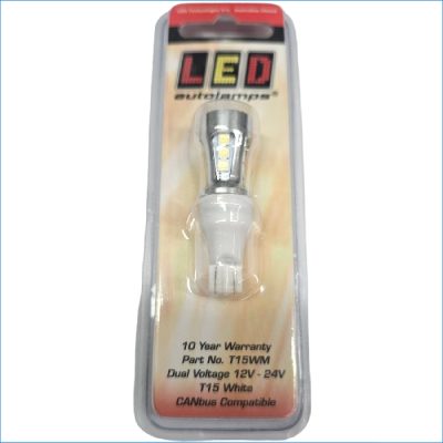 LED-T15WM-T15 WHITE WEDGE BULB, 12-24 V