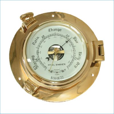 BLA-MARINE TOWN BRASS PORTHOLE BAROMETER