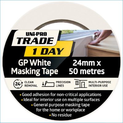 UNi-PRO Trade 1-Day White Masking Tape 2